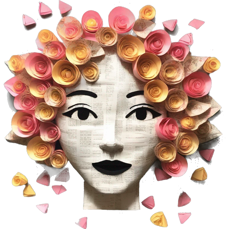  lady face made of 420 origami newspaper roses hemp leaves lantern fairy lights burning paper flowers in hair  emoji