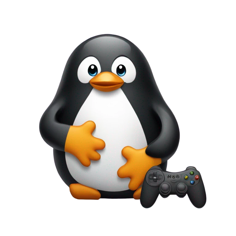 Penguin playing video games emoji