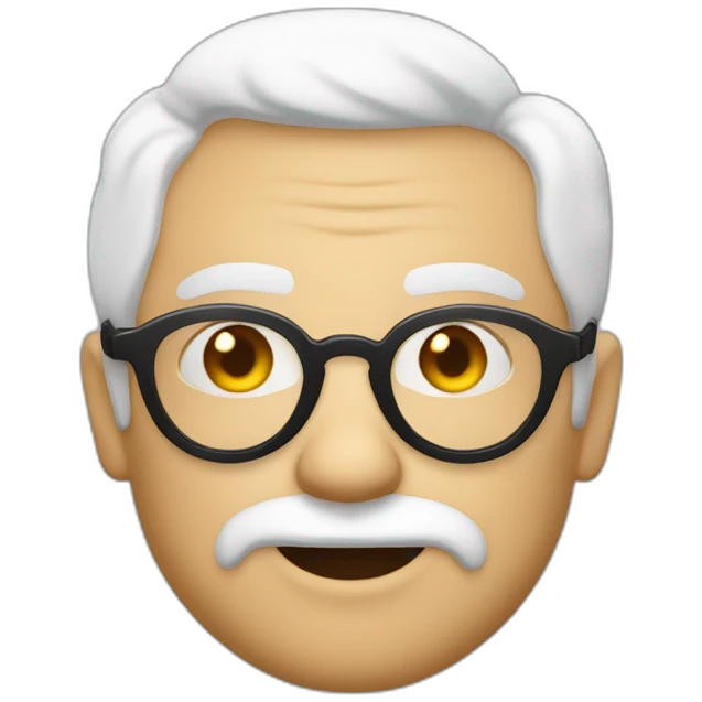 Viel homme blanc chauve avec lunettes rondes sans moustache visage rond emoji