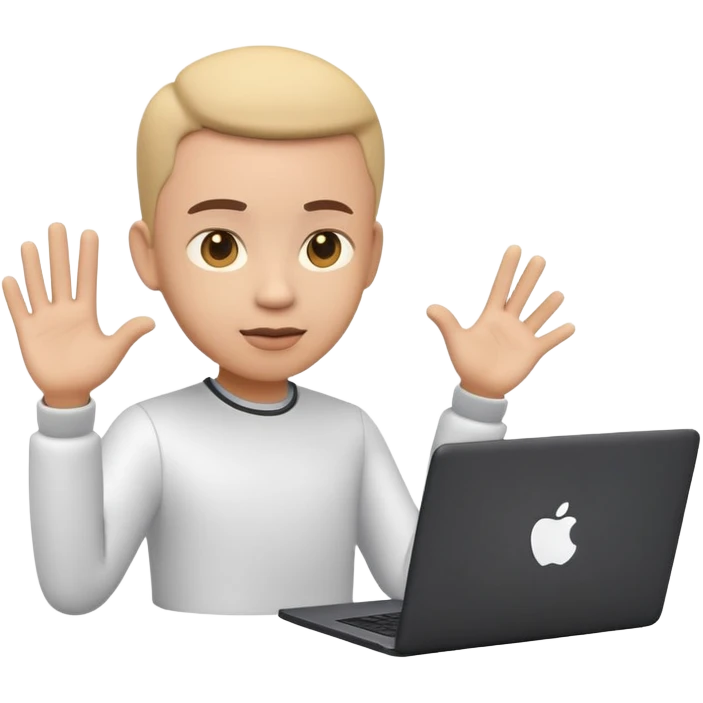 Online course, dark laptop screen with a person emerging teaching something. Lesson, video course, semi 3D emoji style emoji