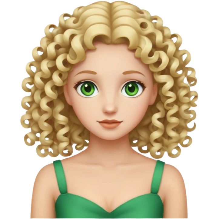 woman with blonde 3b springy ringlet curls and green eyes emoji