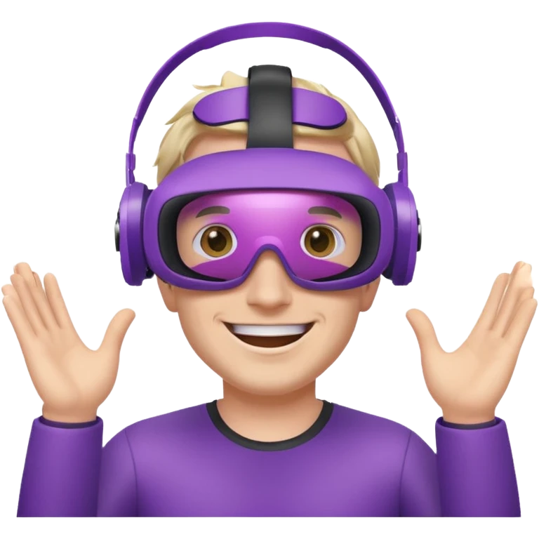 white male with a purple VR headset, smiling emoji
