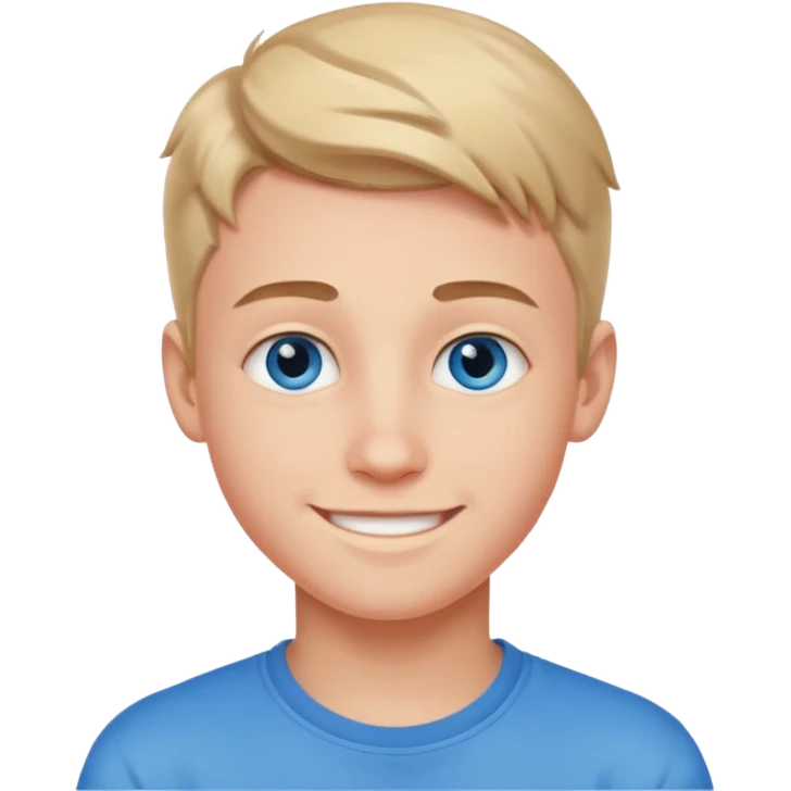niño guapo adolescente de ojos azules sonriendo enamorado emoji