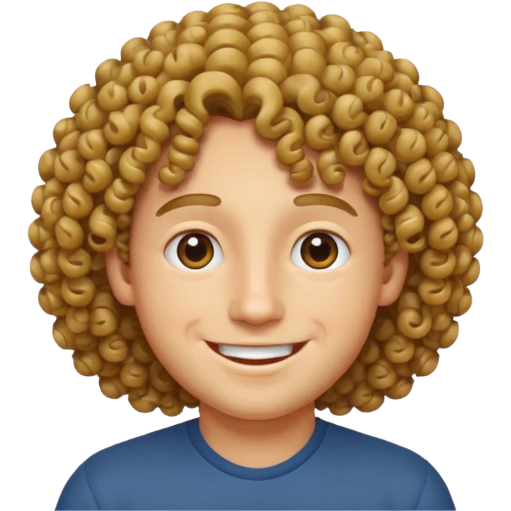 Inaki Godoy smiling with curly hair, apple style emoji emoji