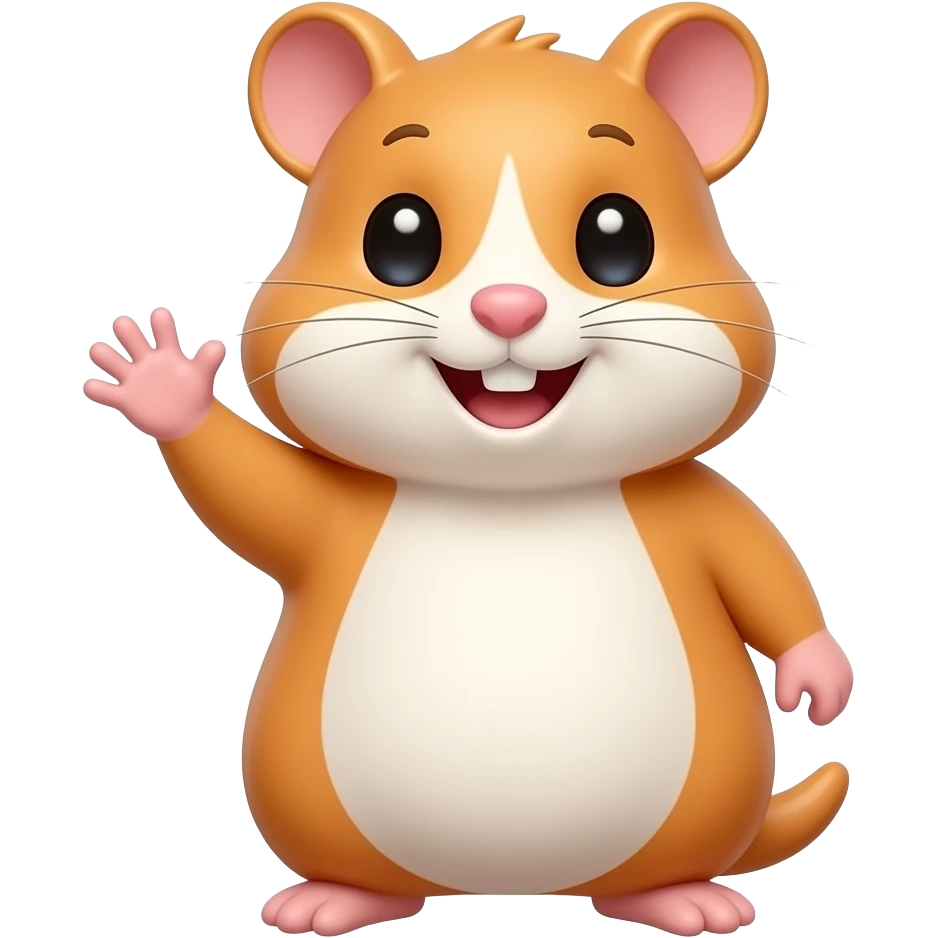Happy hamster waving animation emoji