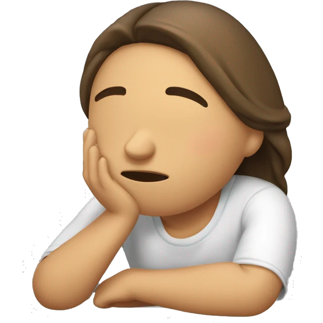 mujer castaña piel blanca durmiendo llorando emoji