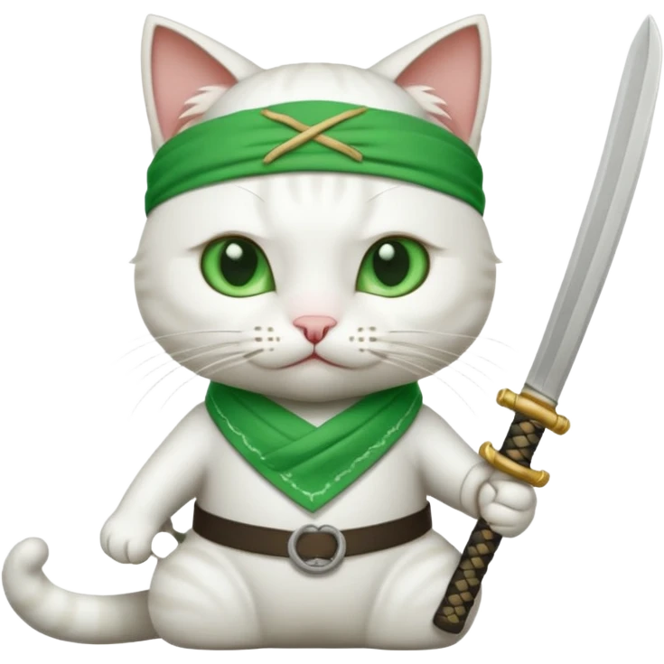 un gato blanco con reeferencia a roroa zoro emoji