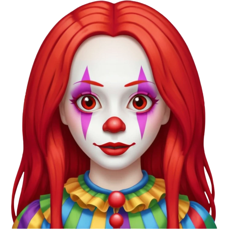 red straight very  long hair female clown emoji