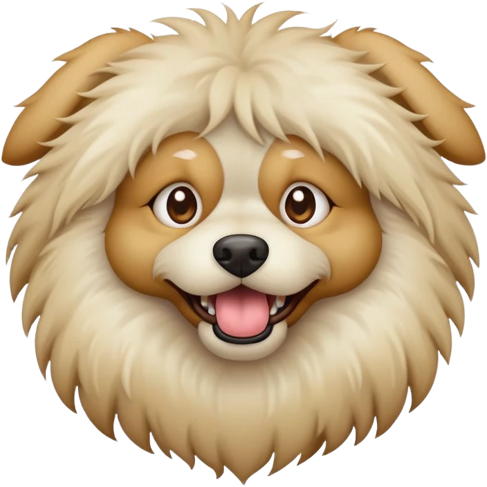 Ugly crazy fluffy dog light tan colored emoji