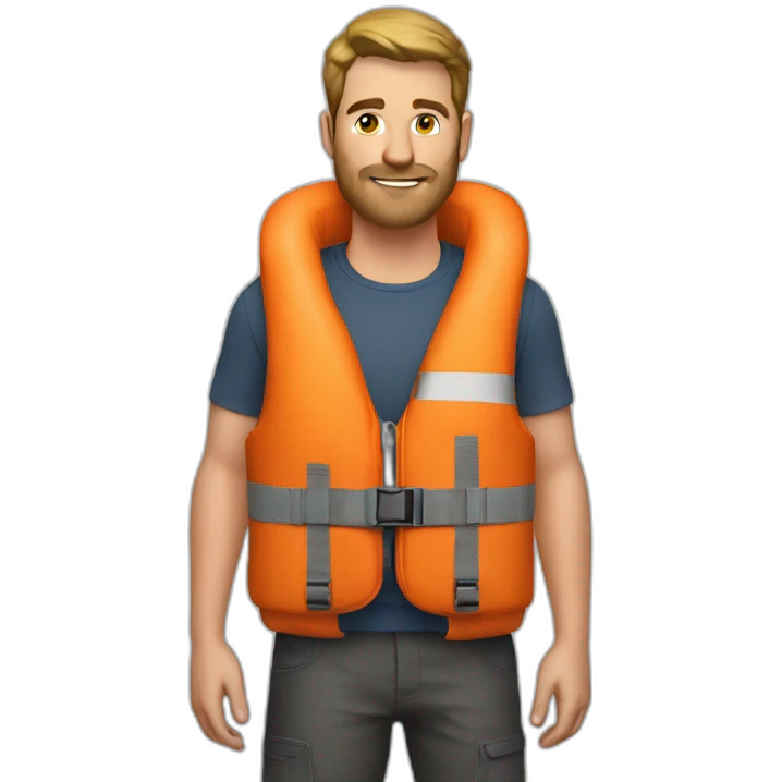 Bike guy orange life vest emoji