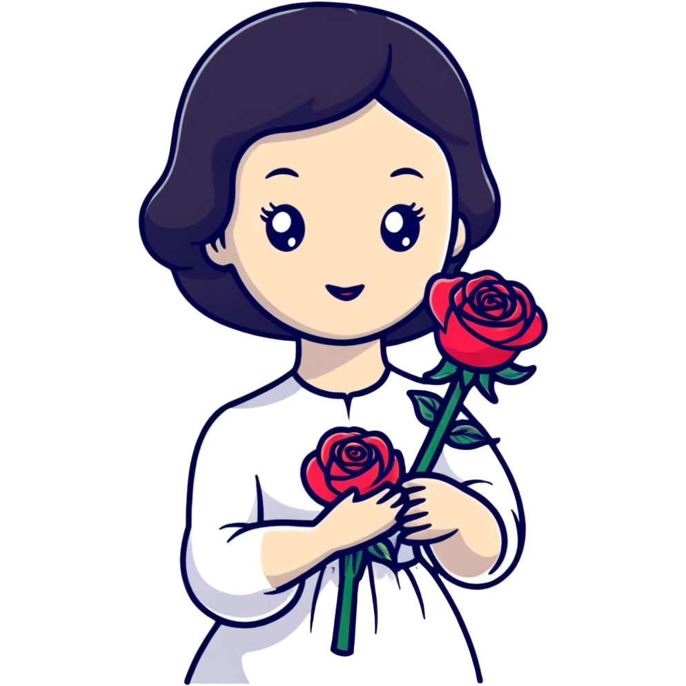 Snow White princess with a rose emoji