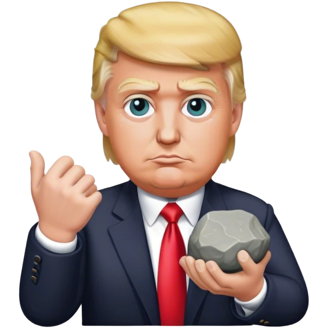 Trump holding a stone in his hands emoji