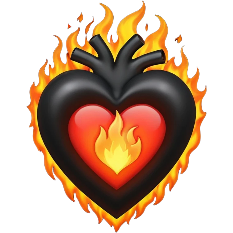 A black love hurt in black fire emoji