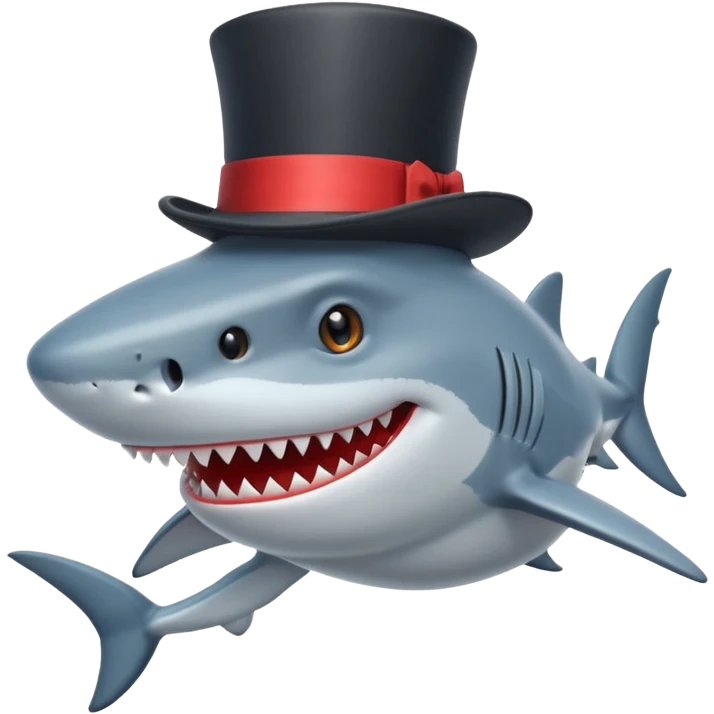 Shark with a top hat emoji