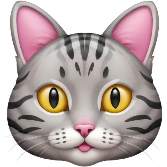 grey tabby cat: pink ears fur emoji