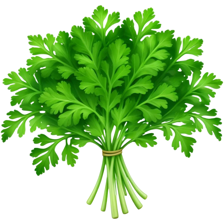 Cinematic Realistic Parsley Emoji, Fresh and vibrant, with bright green, frilly leaves that seem to shimmer with vitality. The plant exudes a sense of healthy growth and aromatic zest, inviting both beauty and flavor into any dish. Soft glowing outline, capturing the essence of freshness, health, and culinary delight in a sprig of parsley! emoji