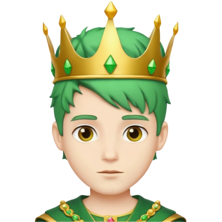 royal prince with green hair with crown emoji