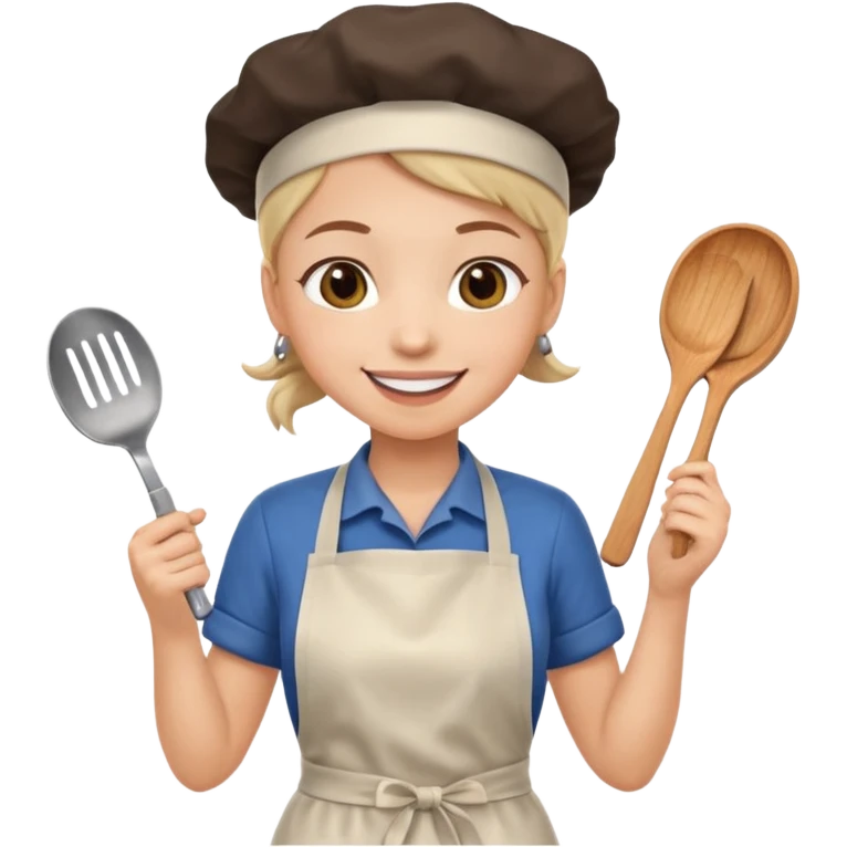 Cafe staf with cooking emoji