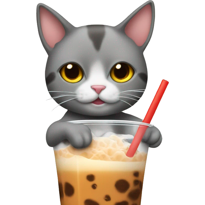 cat drinking a boba tea emoji