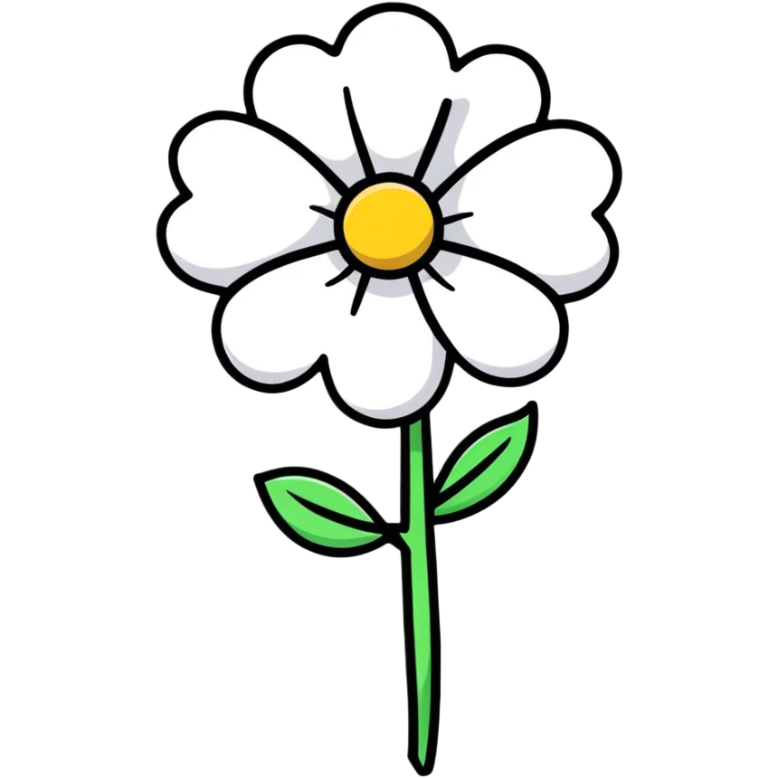 colorful cartoon flower with a small bow, playful style emoji