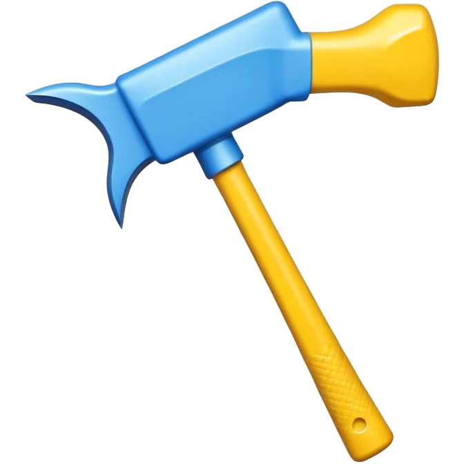 hammer item, props, game casual, stylized, yellow blue color emoji