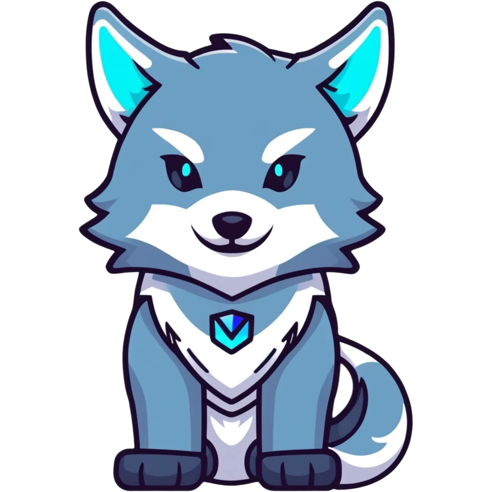 cyber wolf with holographic interface elements emoji
