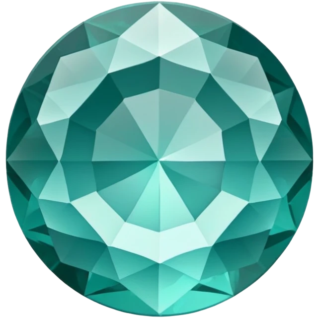 Faceted round grandidierite gem with teal blue-green hue and clear transparency emoji