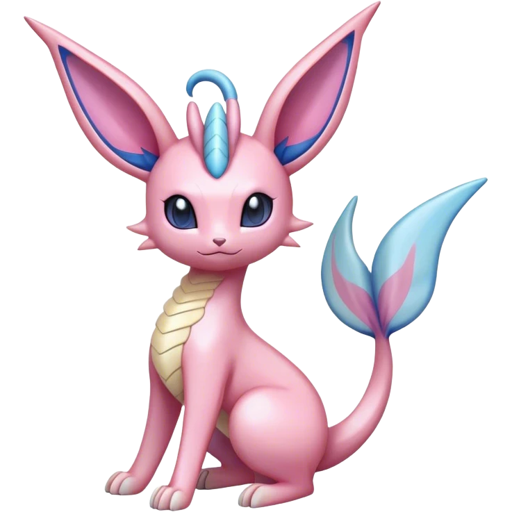 Shiny Cute Milotic-Sylveon-Espeon-Vaporeon-Dragonair-Pokémon-hybrid-fusion full body emoji