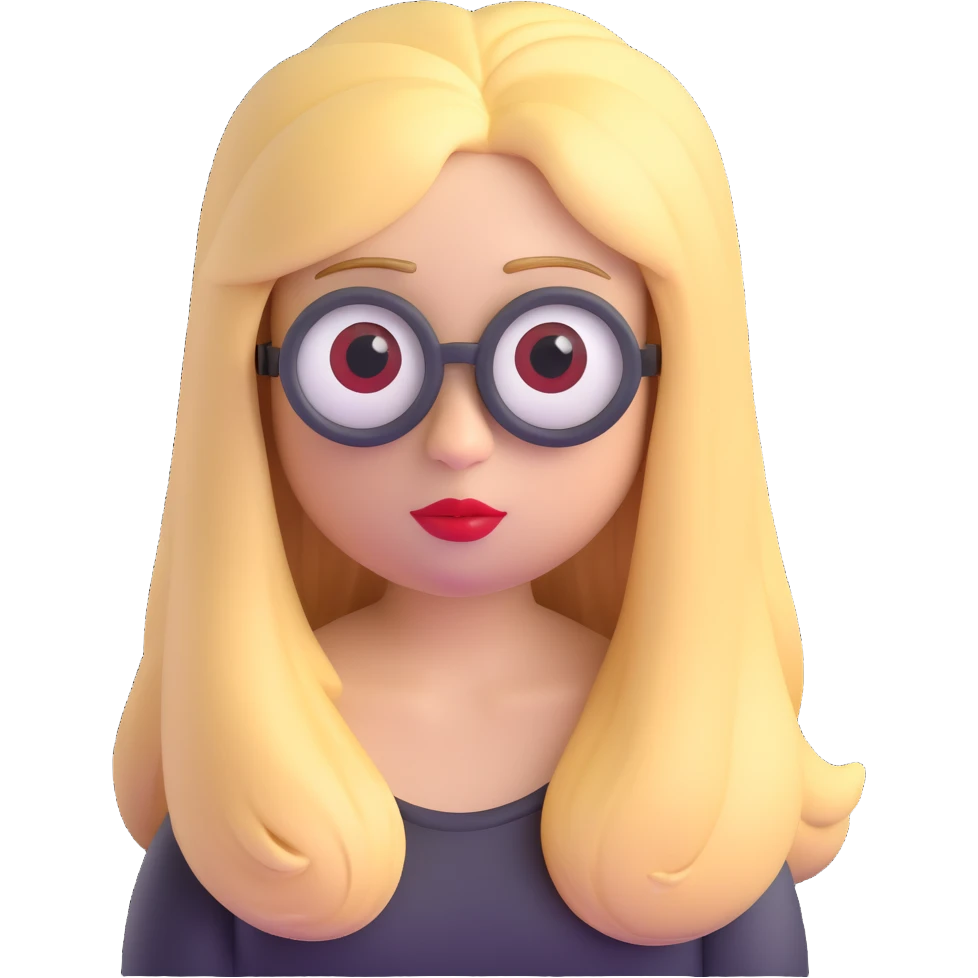 minion with long blonde hair and red lipstick emoji