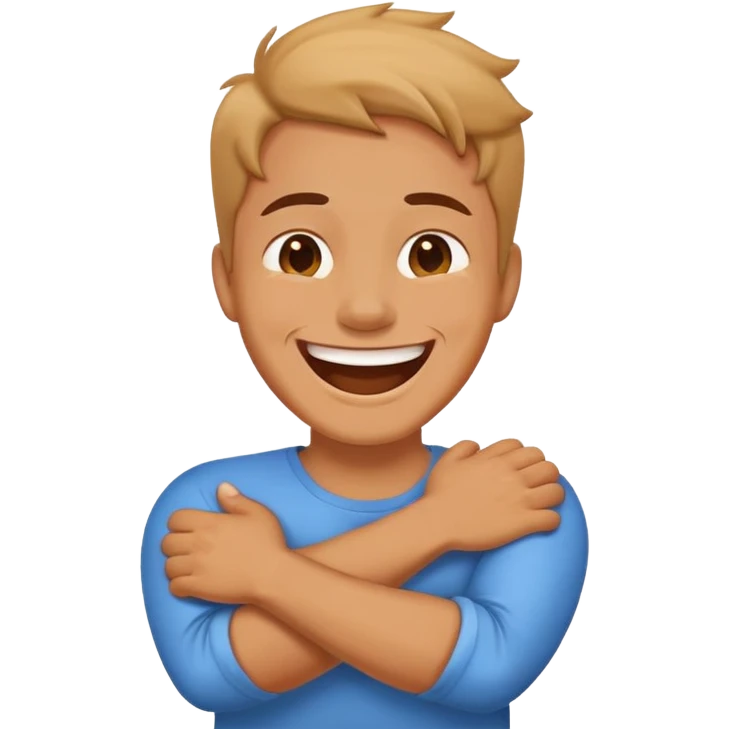 person laughing crossing arms holding neck emoji