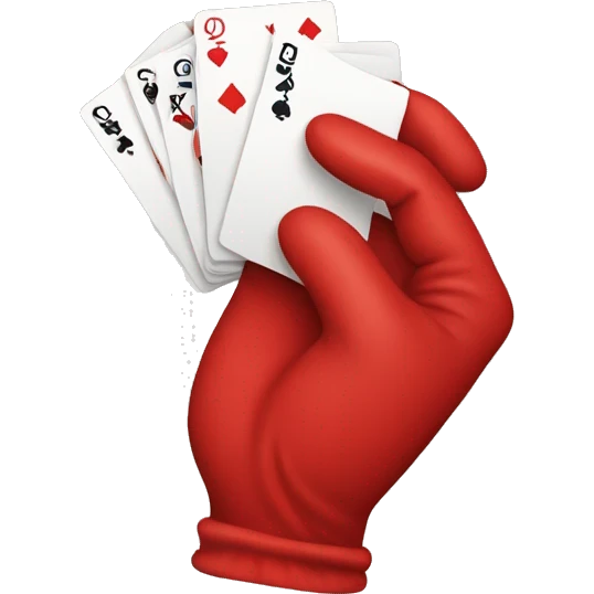 hands in a red glove being held like a deck of cards emoji