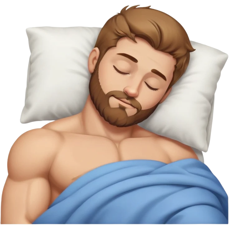 caucasian light brown hair muscular man with beard sleeping emoji