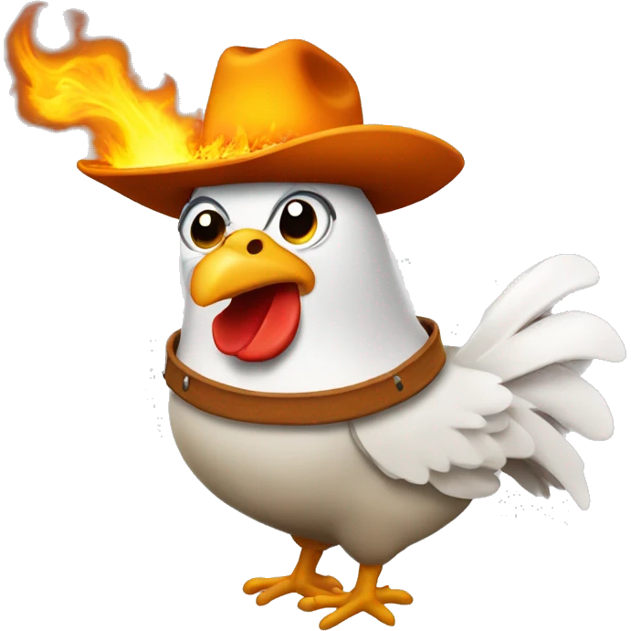 chicken on fire with a cowboy hat emoji