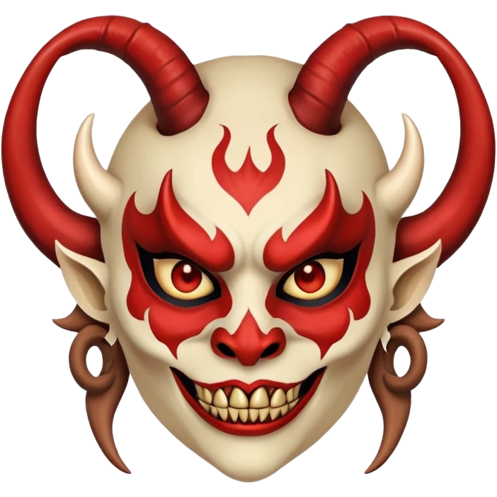 woman wearing a scary demon mask with horns emoji