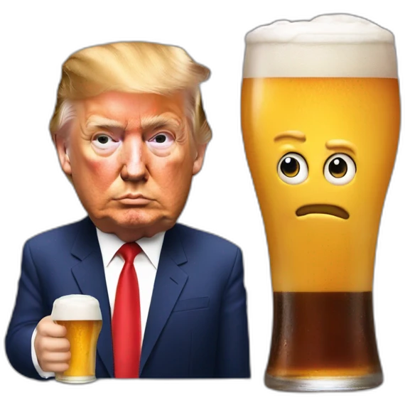 Poutine and Donald trump drinking beers emoji