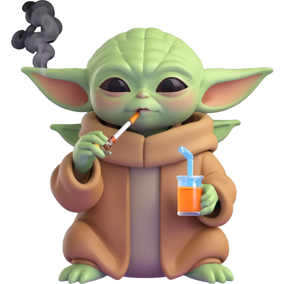 baby yoda smoking a bong, cannabis emoji
