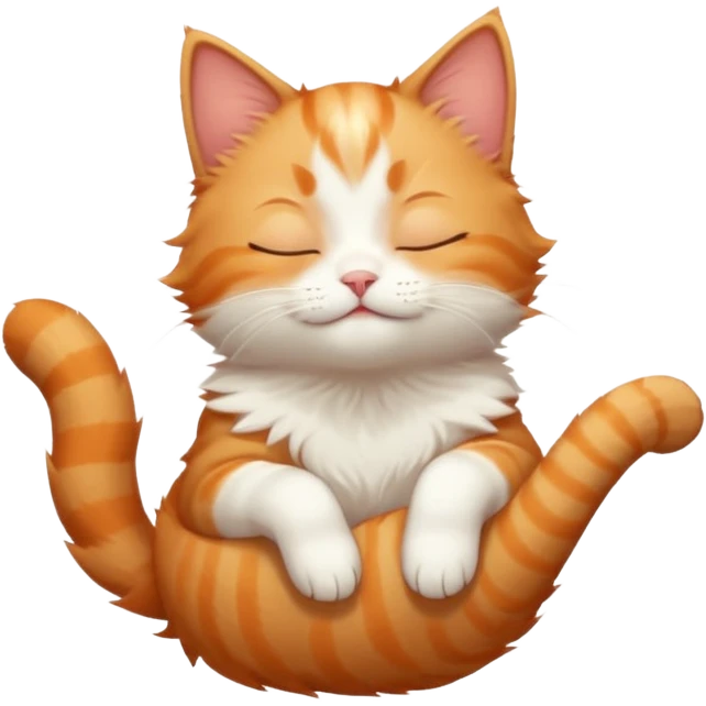ginger and white small cat in funny positions upside down with eyes closed emoji