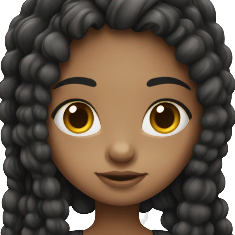 menina criança olhos pretos cabelos no ombro liso e preto emoji