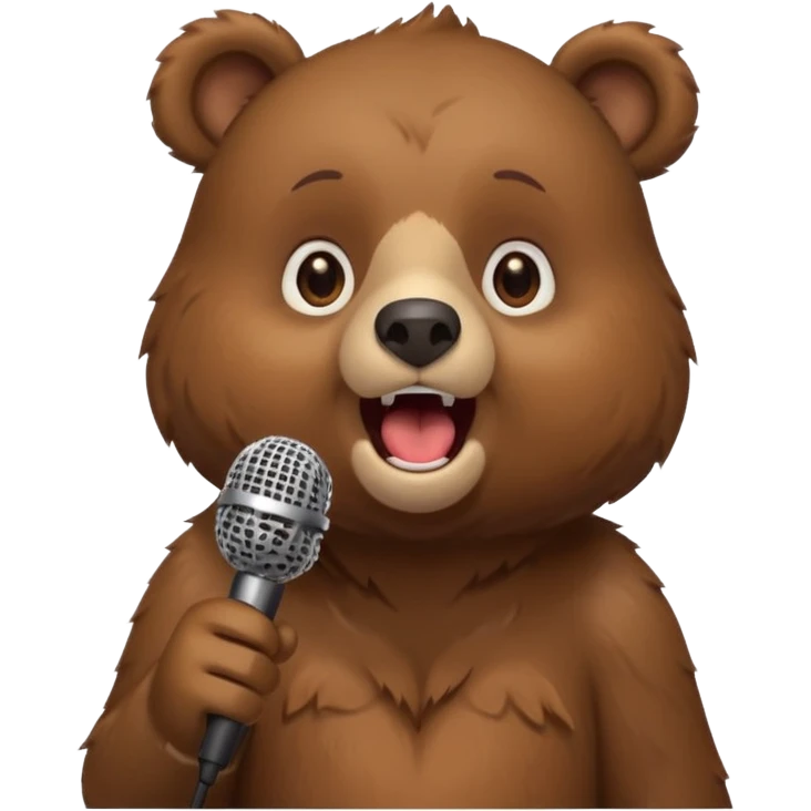 a bear singing into mic emoji