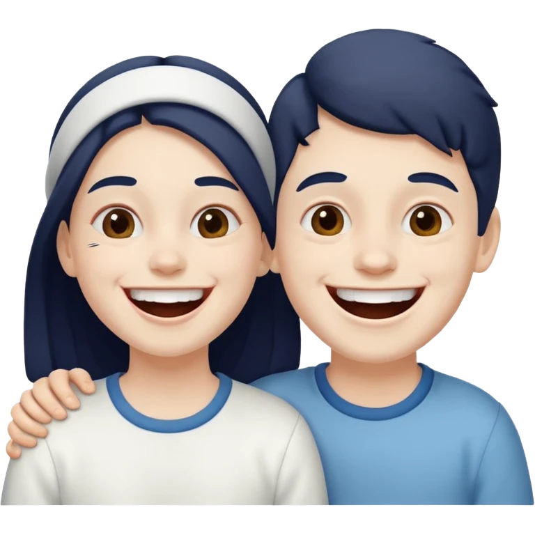 Sister brother laugh background white face white  emoji