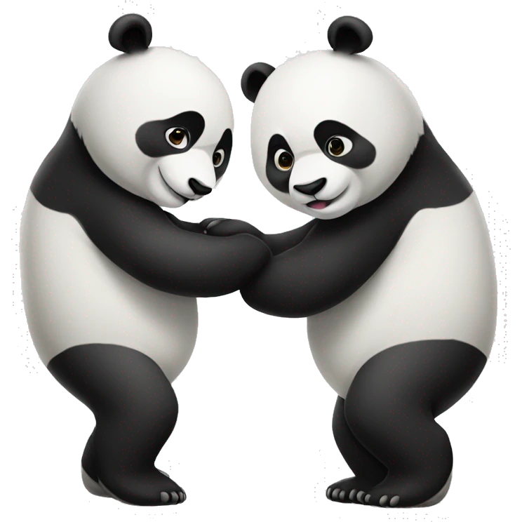 two pandas hugging emoji