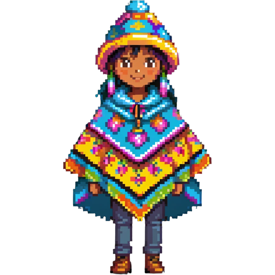 peruano con poncho colorido y sombrero chullo emoji