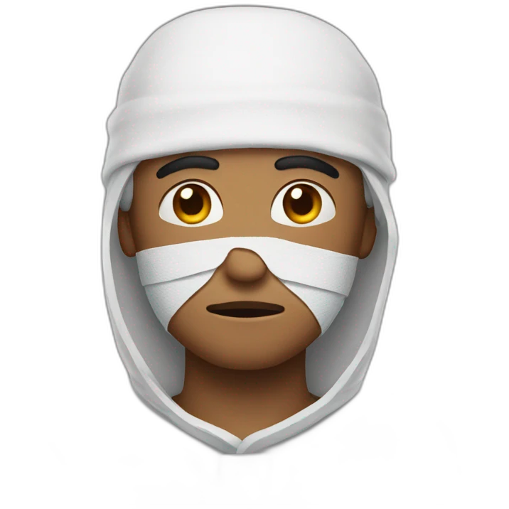 MAN covered IN BANDAGES sad expression emoji