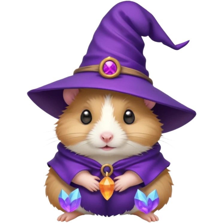 cute hamster wearing a small purple witch hat emoji