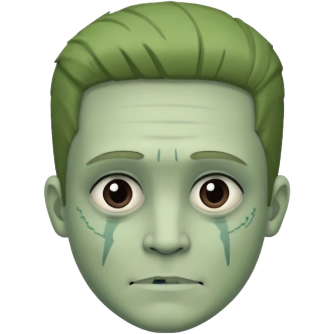 Frankie stein monster high doll boy with 5-o-clock shadow , pale white-green skin, face stiches  emoji