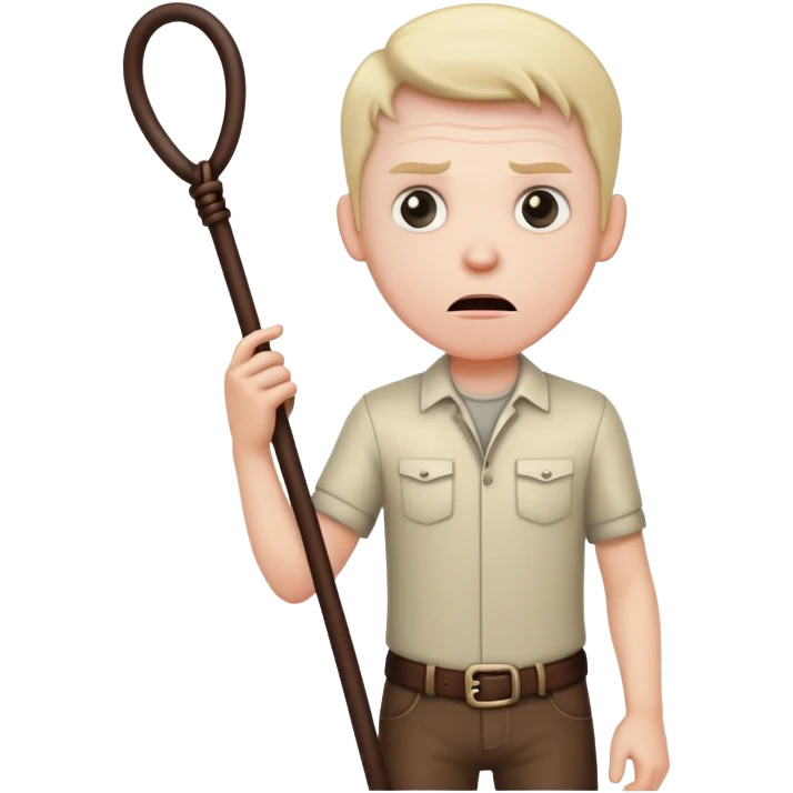 Scared white man with whip emoji