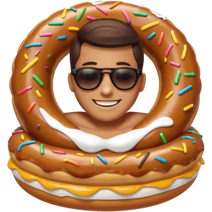 a person riding a donut float emoji