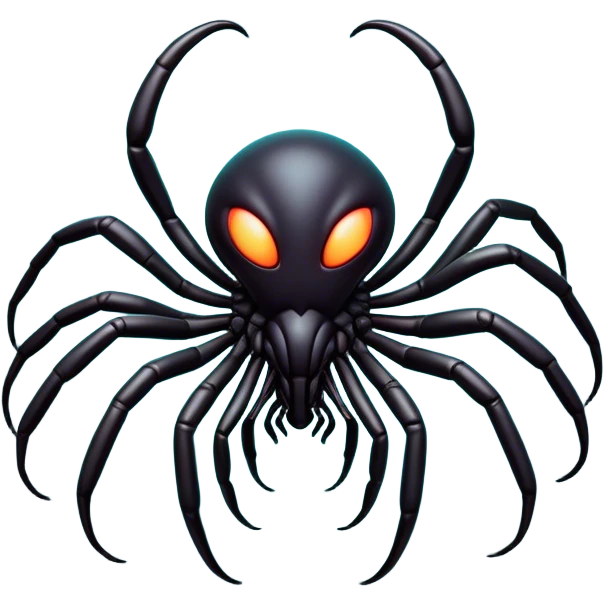 Clash of Clans aesthetic: Cinematic fierce arachnid Alien Emoji, rendered in a 3D vector-style similar to standard emojis with minimal shading and bold, simplified shapes. A compact, isometric, otherworldly creature with insectoid, organic details and subtle, eerie tentacles, softly glowing with a sinister alien charm. Simplified yet unmistakably iconic, highly detailed and consistent, glowing with a soft, spectral radiance and high shine. Stylized with a touch of bio-engineered mischief and a soft glowing outline, capturing the essence of a fearsome extraterrestrial menace with a playful twist! emoji