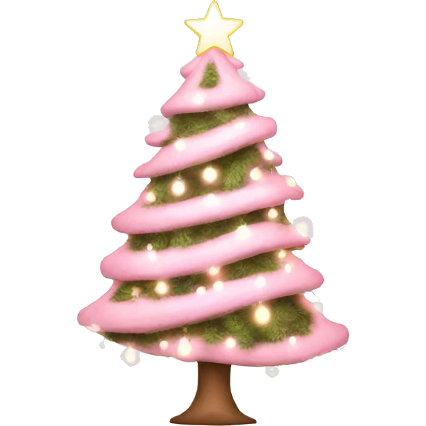 baby pink christmas tree with lights  emoji