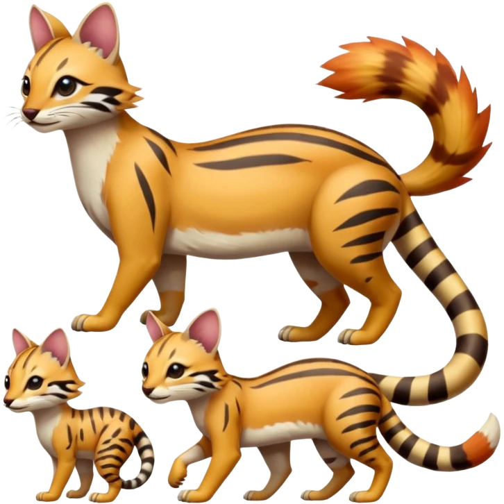 Colorful Soft Smooth Bobcat-Tiger-Numbat-Serval-Genet-Pokémon-Digimon-Fakémon-fusion-hybrid-creature emoji